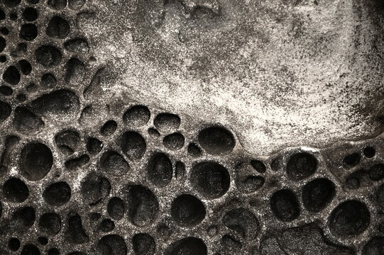Monochrome Tafoni Rock Texture Along the Coast in Iriomote Island, Okinawa, Japan &ndash; Abstract Natural Pattern