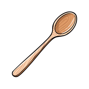Simple wooden spoon for cooking stirring mixing and serving food