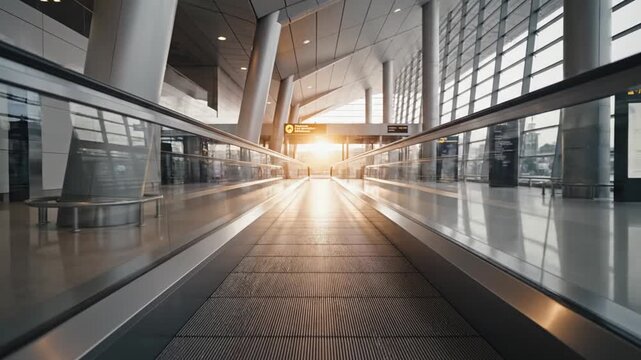 Modern airport moving walkway