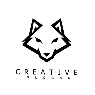 A sophisticated wolf head outline logo utilizing clean, angular line art. This versatile vector mark is ideal for streetwear apparel, startup branding, or creative agency visual identities
