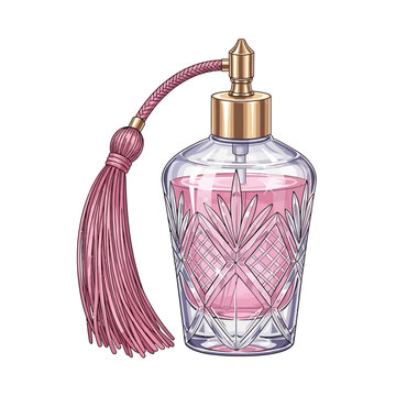 Elegant perfume bottle with braided tassel and gold cap