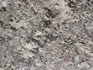 Fototapeta premium Brazilian granite natural stone surface background. interior design, kitchen and bathroom countertop material. Bluish-gray, off-white, grayish-brown tone, dark veining, quartz crystals, feldspar.