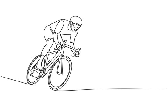 Cyclist in action vector illustration with white background line art illustration movement competition outdoors activity headwind concentration training exercise competitive athletic