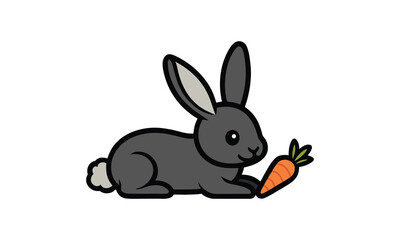 Fototapeta premium Grey Rabbit Lying Icon