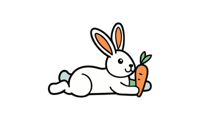 Fototapeta premium White Rabbit with Carrot