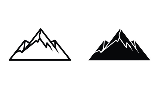 Contrasting visual styles of mountain silhouettes against simple triangular bases