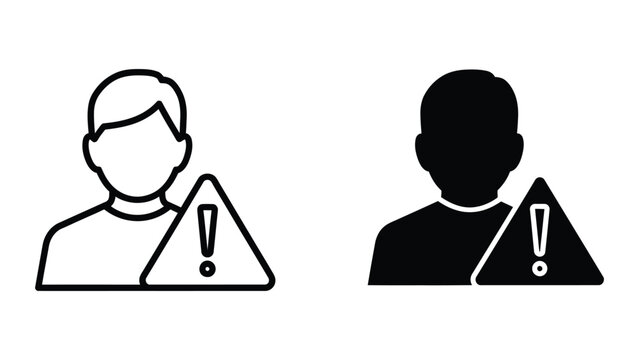 Warning symbols depicted on individuals wearing lanyards with badges