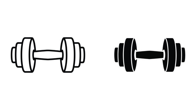 Comparison of two different dumbbell designs in black and white illustration style