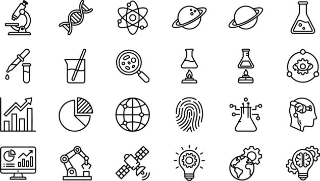 Science and technology vector graphic illustration with various icons