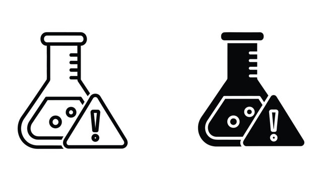 Contrasting flask icons with warning symbols inside them