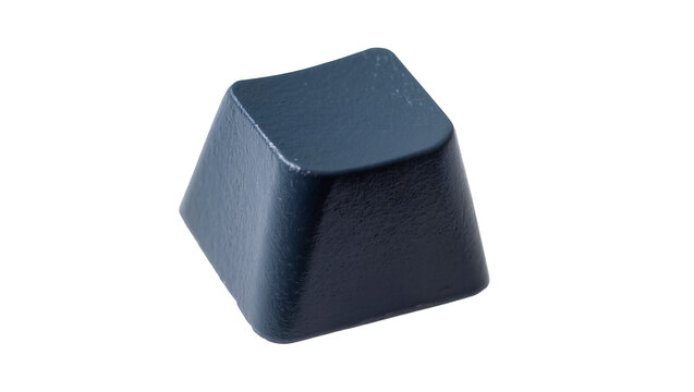 Dark blue plastic keyboard keycap, isolated on transparent background