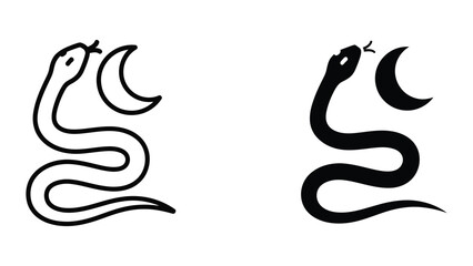 Contrasting depictions of a serpentine creature in minimalist line art style © MSTMURSHIDA