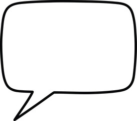 Fototapeta premium Minimalist speech bubble vector, blank comic book thought cloud, black outline rectangular chat balloon for dialogue and messaging