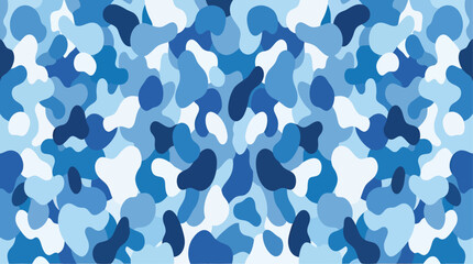 Blue camouflage seamless pattern vector, navy and light blue military camo background, abstract water ripple camouflage texture for apparel © analyzer