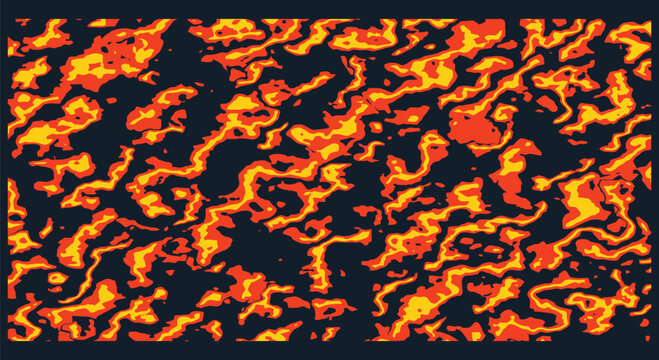 Abstract orange and yellow lava flow pattern with organic shapes on dark background for fiery heat and volcanic texture concepts