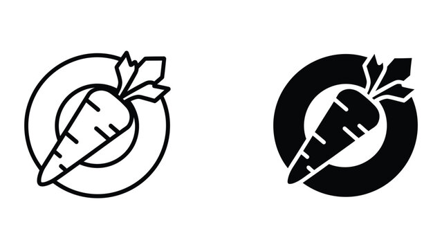 Contrasting carrot symbols in positive and negative space designs