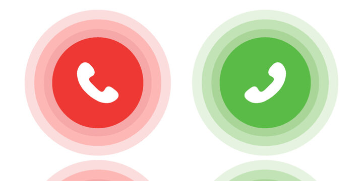 Answer and decline phone call buttons. Phone call. Telephone sign. Accept call and decline phone icons. vector