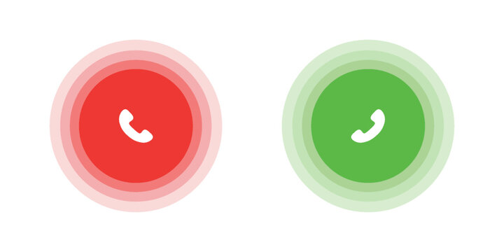 Answer and decline phone call buttons. Phone call. Telephone sign. Accept call and decline phone icons. vector