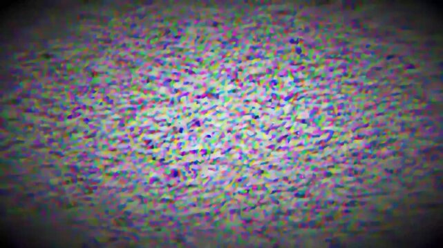 Abstract colorful noise pattern background with vintage television static effect , Analog signal interference with rainbow noise patterns, Vintage television glitch and broadcast error concept.