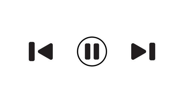 Cursor arrow clicking play button animation isolated on white background