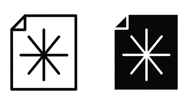 Contrast comparison of a document icon with a starburst symbol in light and dark modes