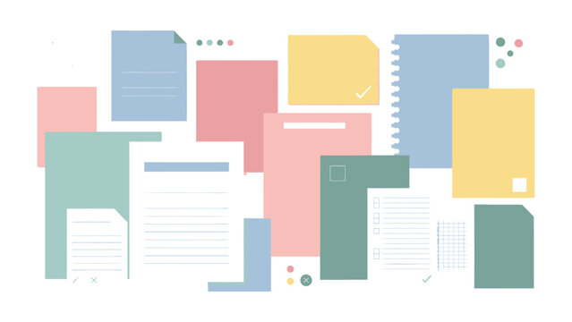 Organized Thoughts: A collection of various notes and documents, each a canvas for ideas and information, a testament to the power of organization and the clarity it brings.