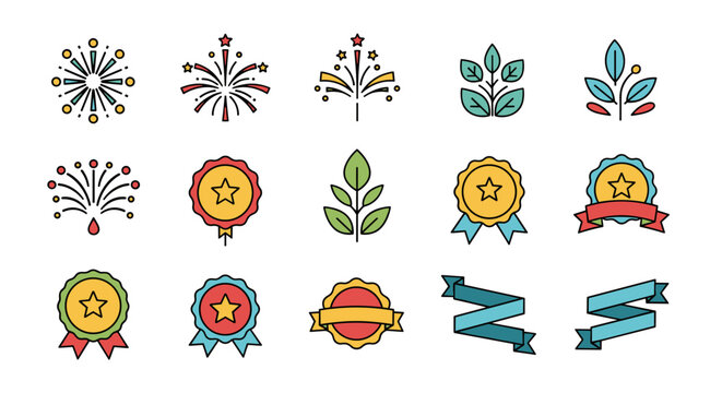 Collection of various award ribbons.