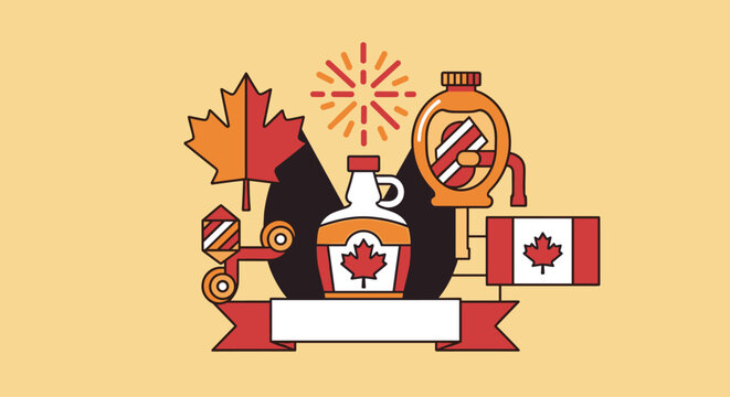 Canadian Maple Syrup Bottle Illustration.