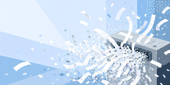 Abstract illustration of paper being shredded in a shredder machine  