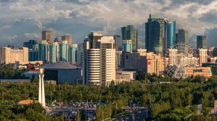 Obraz premium A view of the central part of Kazakhstan's capital, Astana.