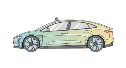 Fototapeta premium Modern Sedan Car Side View.