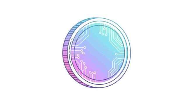Holographic Coin Crypto Currency Symbol.