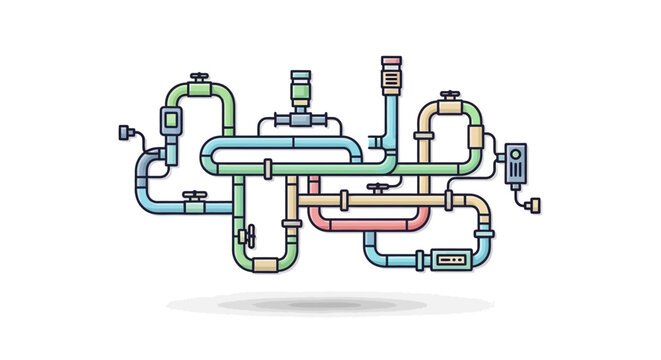 Colorful Industrial Pipeline System Diagram.