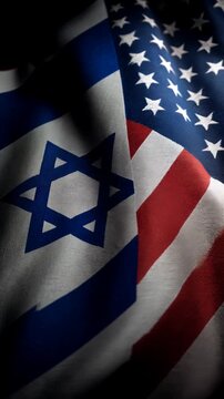 israel flag waving next to usa flag. relations israel usa