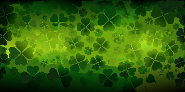 A vibrant background of overlapping green four leaf clovers