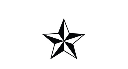 Obraz premium Black and white five-pointed star vector illustration graphic design with classic compass shading for rating icon
