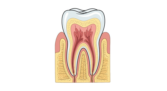 Detailed anatomy of a human tooth.