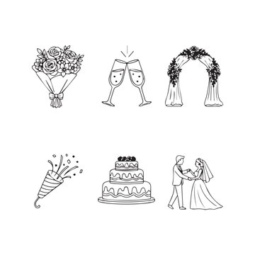 Wedding Celebration Icons Set (382) illustration
