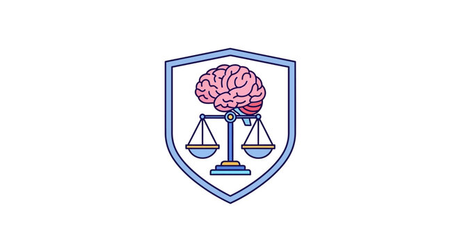 Brain with scales of justice symbol.