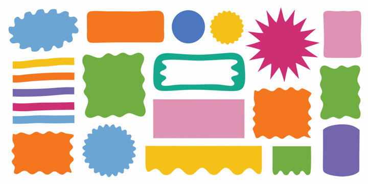 Colorful collection of various shaped and sized blank label stickers