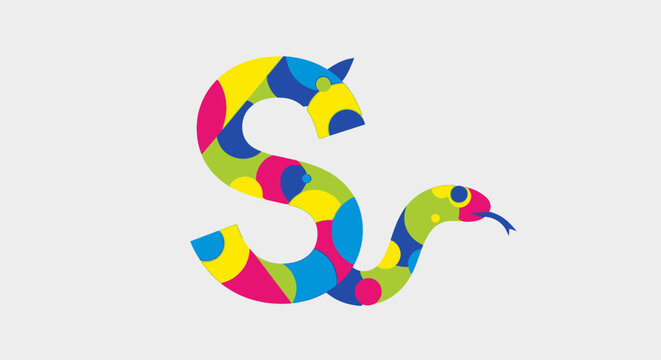 Colorful Snake Letter S Shape.