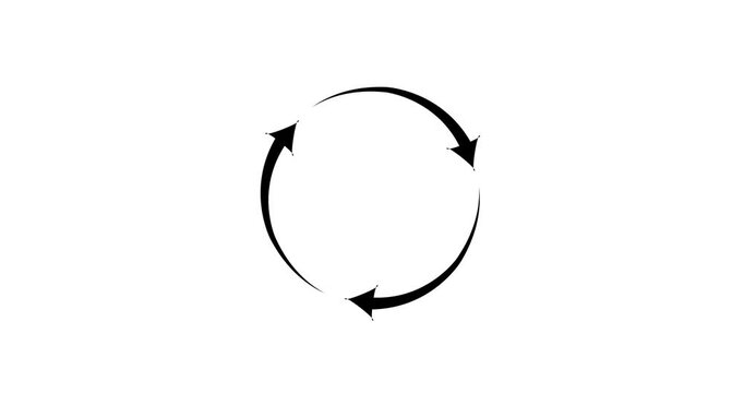 Three arrows forming a circular rotation symbol on a transparent background. Refresh arrow icon abstract arrow refresh and recycle icon loading bar animation 