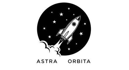 Rocket Launching into Space, Stars, Clouds, Astra Orbita Text © taufik