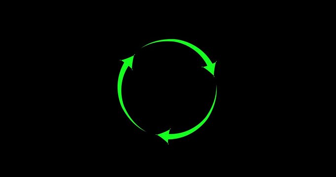 Three arrows forming a circular rotation symbol on a transparent background. Refresh arrow icon abstract arrow refresh and recycle icon loading bar animation 