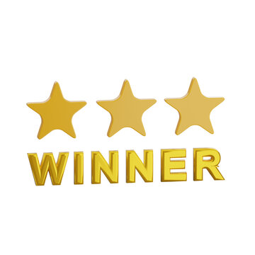 Three gold stars with bold WINNER text for achievement or success promotion.
