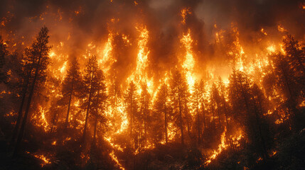 Fototapeta premium Flames Danced Where Leaves Once Whispered
