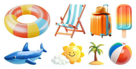 Obraz premium PNG Vibrant summer vacation essentials on transparent background