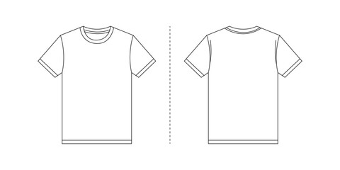 Blank T-Shirt Template Front and Back. Green Line Art Vector Mockup for Print on Demand © Active-Forhad