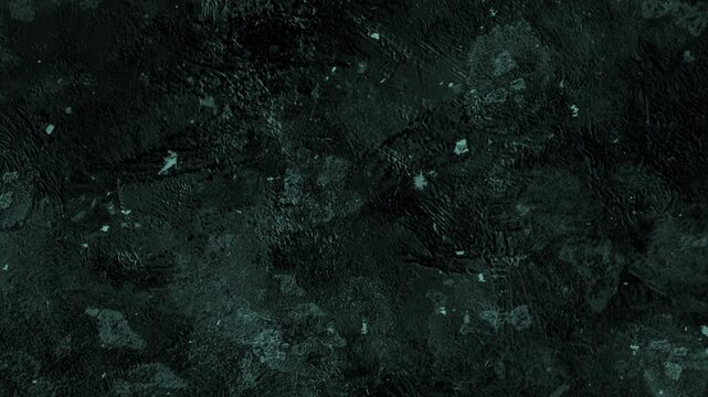 4K Cinematic dark grunge texture overlay featuring deep teal mottled dust, chunky debris, and heavy organic wear on a dark background for VFX compositing.