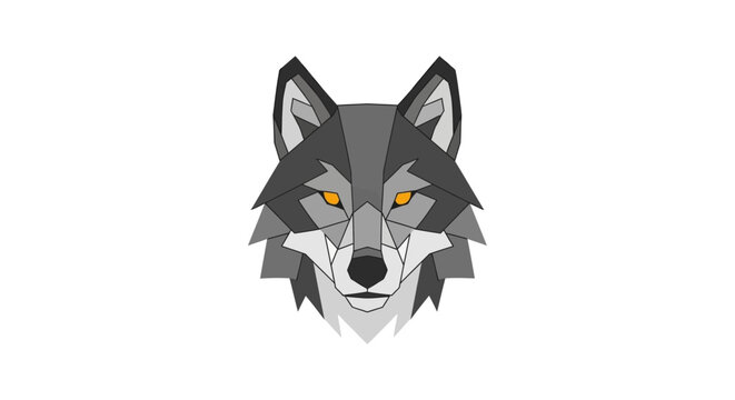 Gray wolf head with yellow eyes.